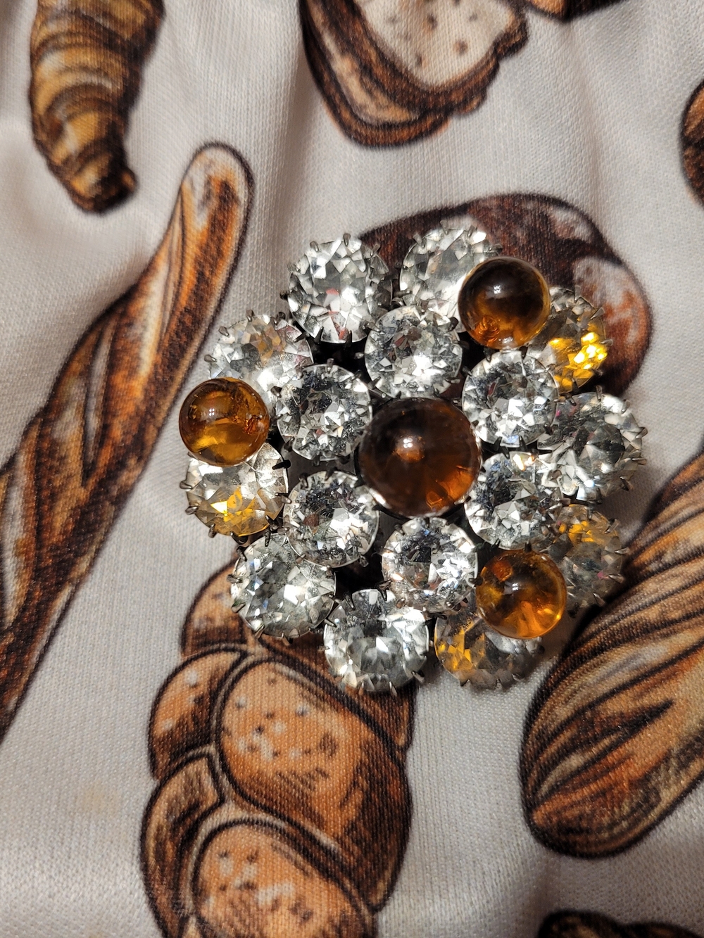 Crystal and Amber Cluster Brooch — Women Jewelry Brooch